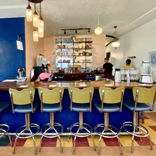 Barstools in front of counter